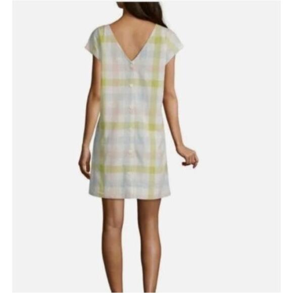 EUC Peyton & Parker Linen Plaid Button Dress Multicolor Size S - Picture 2 of 12